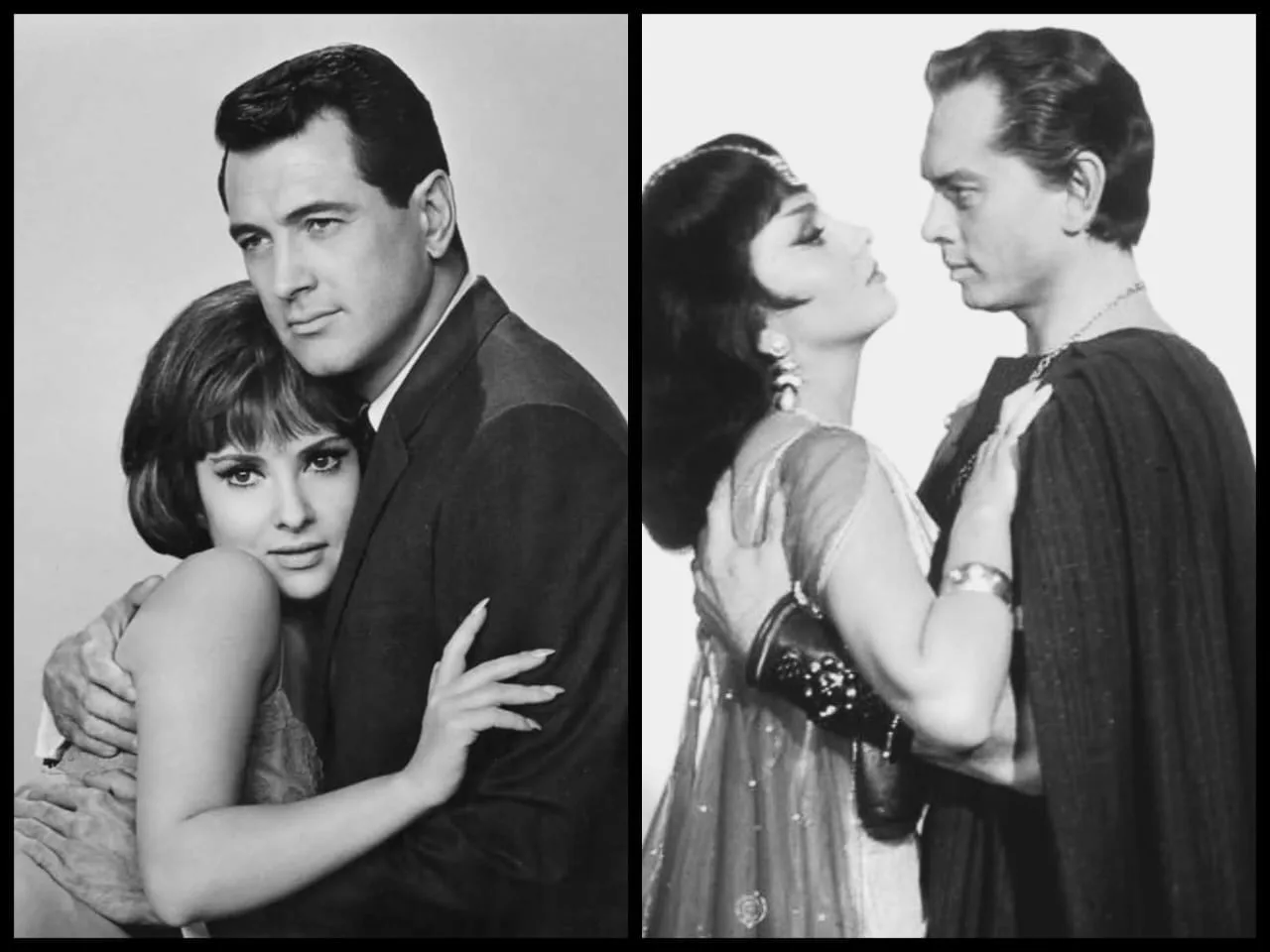 Fotogrammi compositi: con Rock Hudson in Come September e con Yul Brynner in Solomon and Sheba — la stagione hollywoodiana.